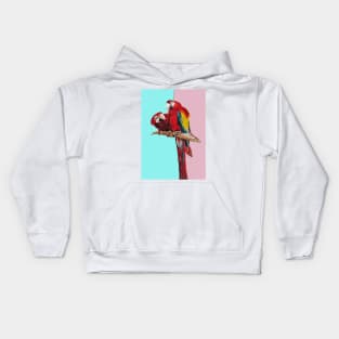 Macaw Parrot Watercolor Painting on Aqua and Pink Kids Hoodie